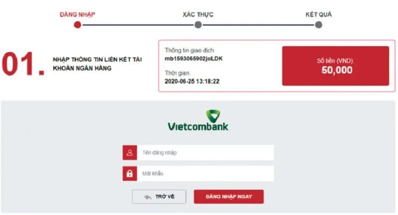 Nạp tiền qua chuyển khoản
